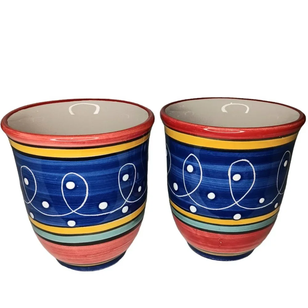 Pier One San Marco Mugs Hand Painted Set of Two